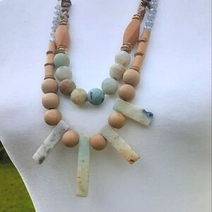 Indian Stone Wood Marble Betsey Statement Chunky Necklace